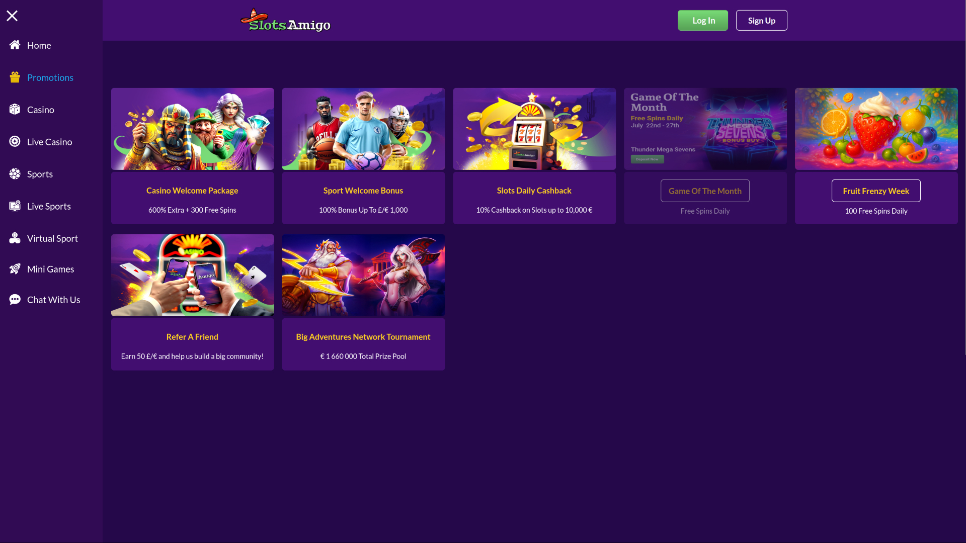 Promotions de bureau de SlotsAmigo Casino