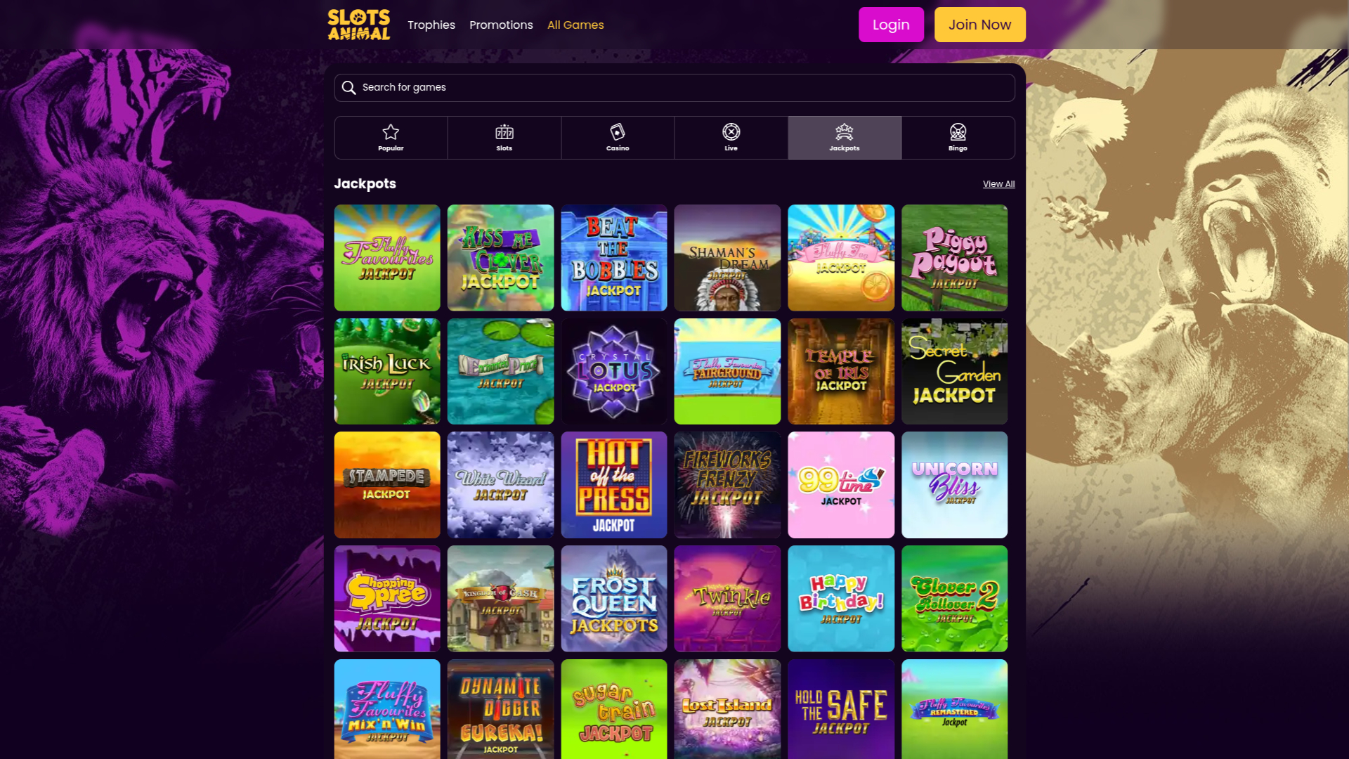 Jackpot sur bureau de Slots Animal Casino