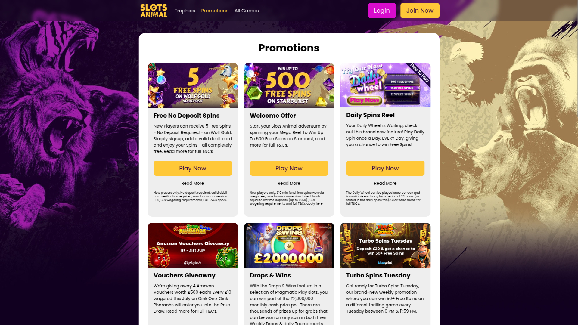 Promotions sur bureau de Slots Animal Casino