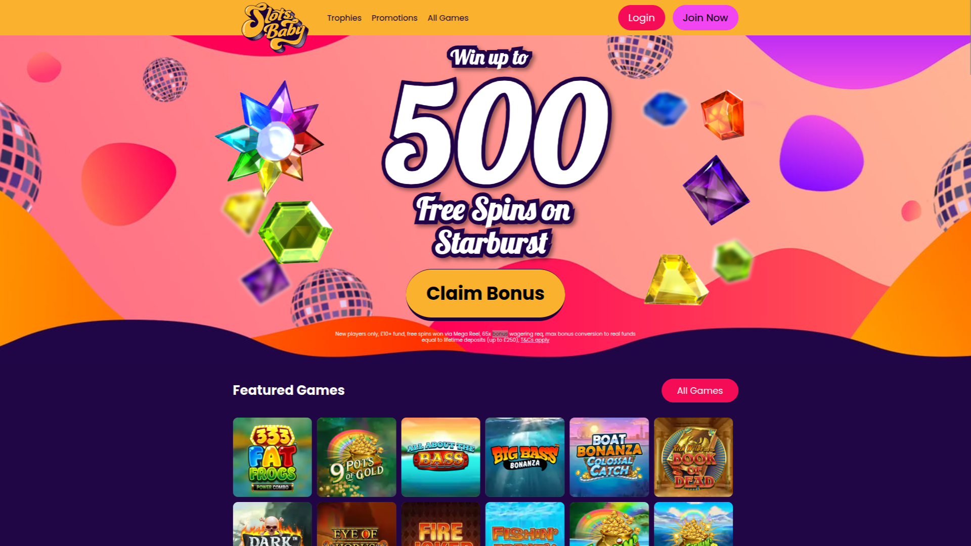 Page d'accueil de bureau de Slots Baby Casino