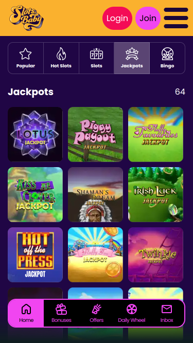 Jackpot mobile de Slots Baby Casino