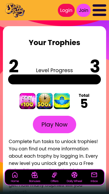 Trophées mobiles de Slots Baby Casino