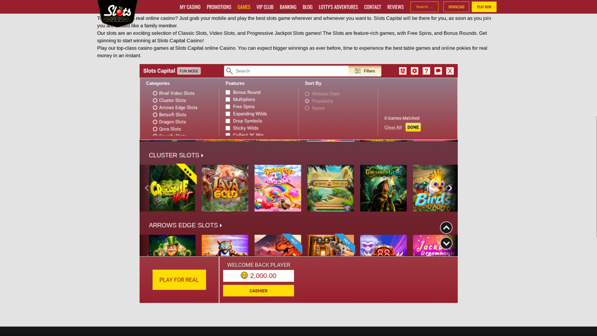 Développeurs de jeux sur bureau de Slots Capital Casino