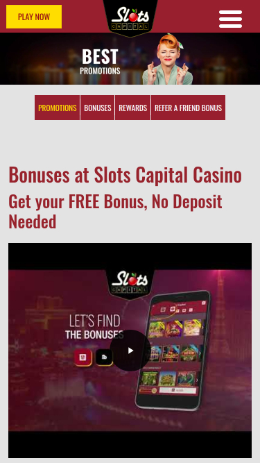 Promotions mobiles de Slots Capital Casino