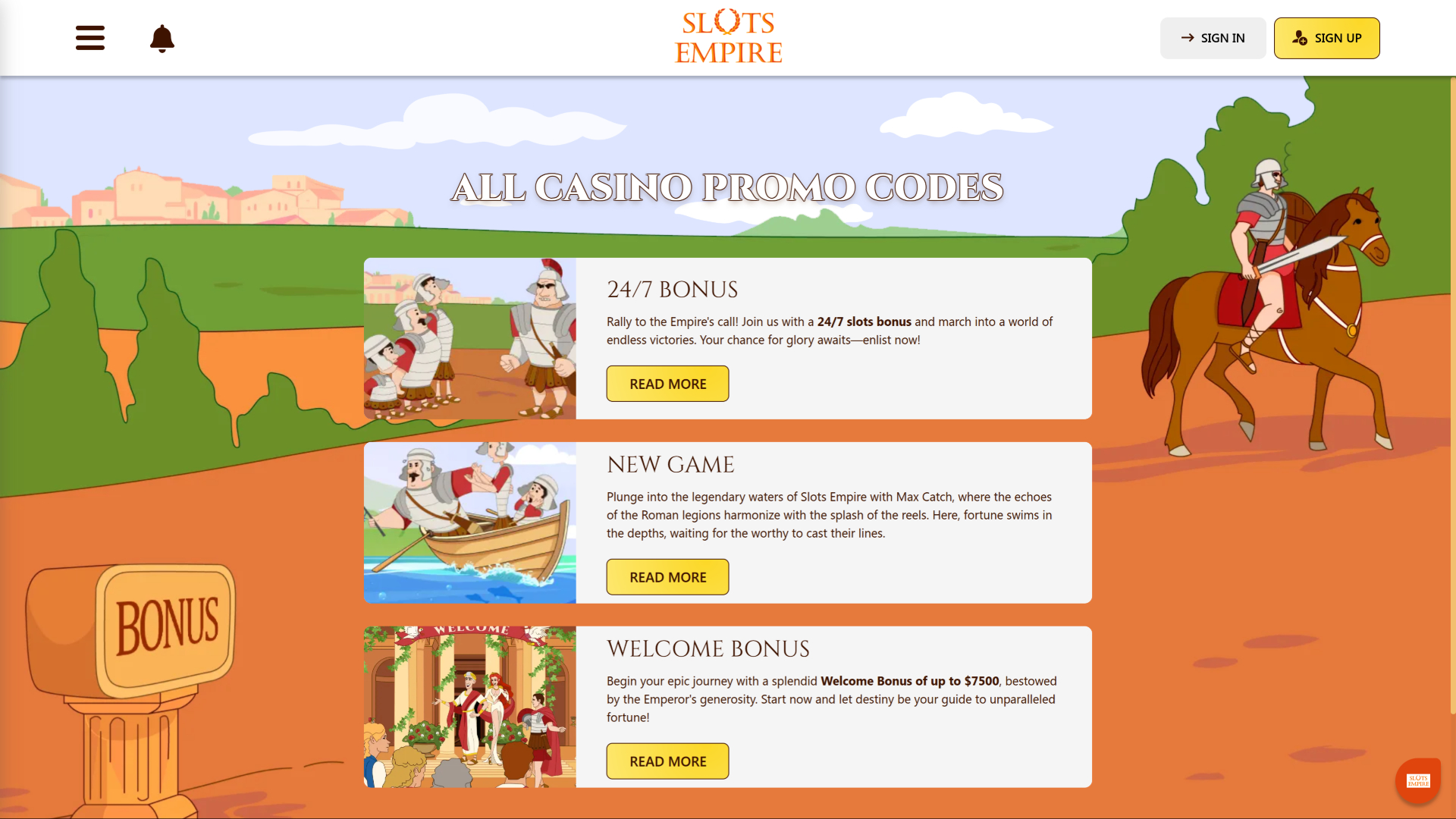 Slots Empire Casino Desktop Promotions