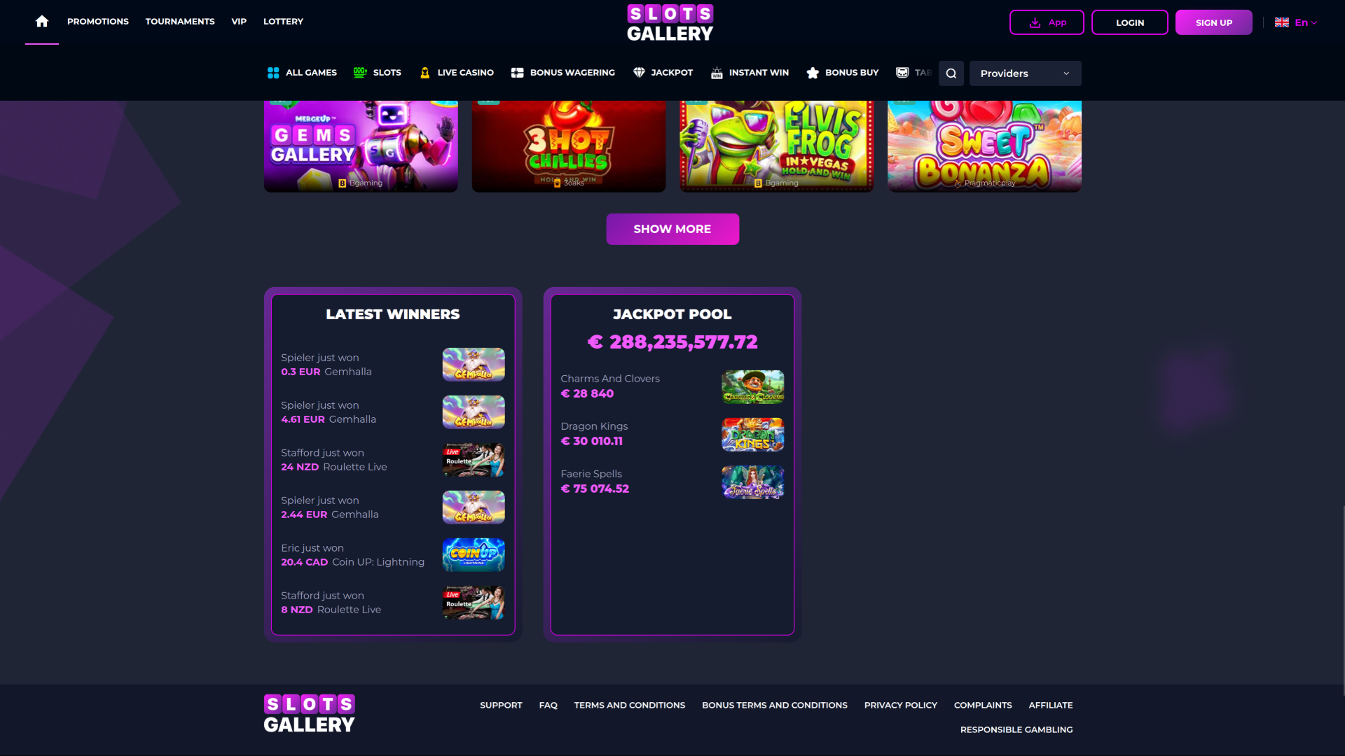 Jackpot de la version de bureau de Slots Gallery Casino