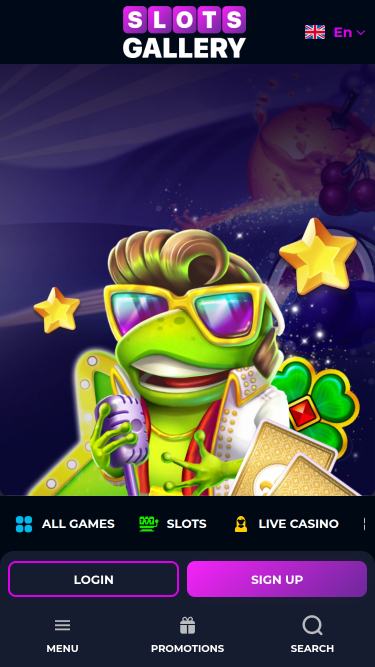 Page d'accueil mobile de Slots Gallery Casino