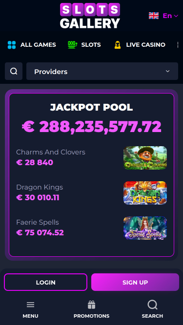 Jackpot mobile de Slots Gallery Casino