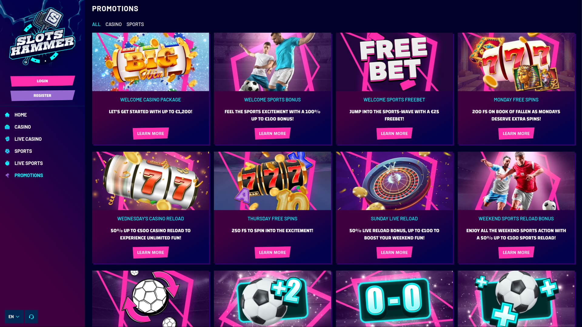 SlotsHammer Casino Desktop Promotions