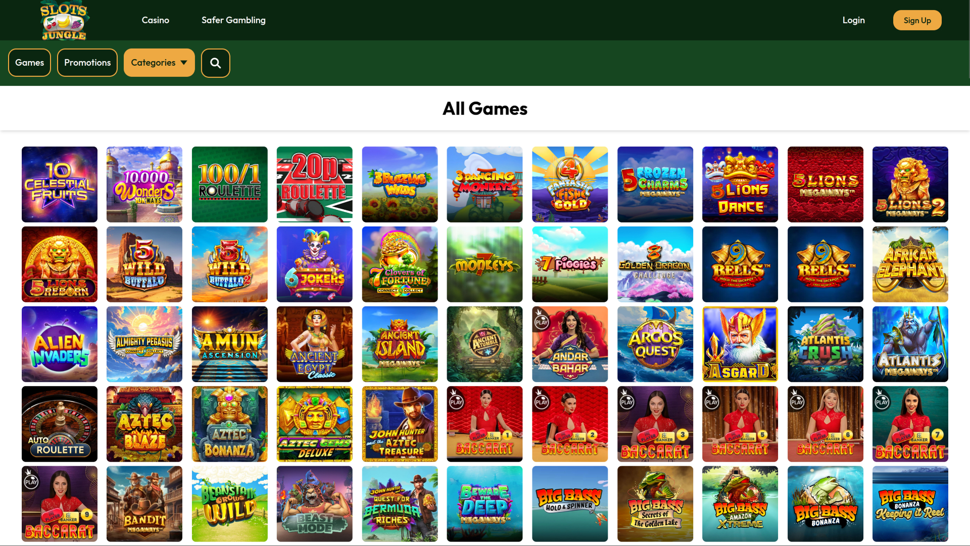 Slots Jungle Casino Desktop-Spiele