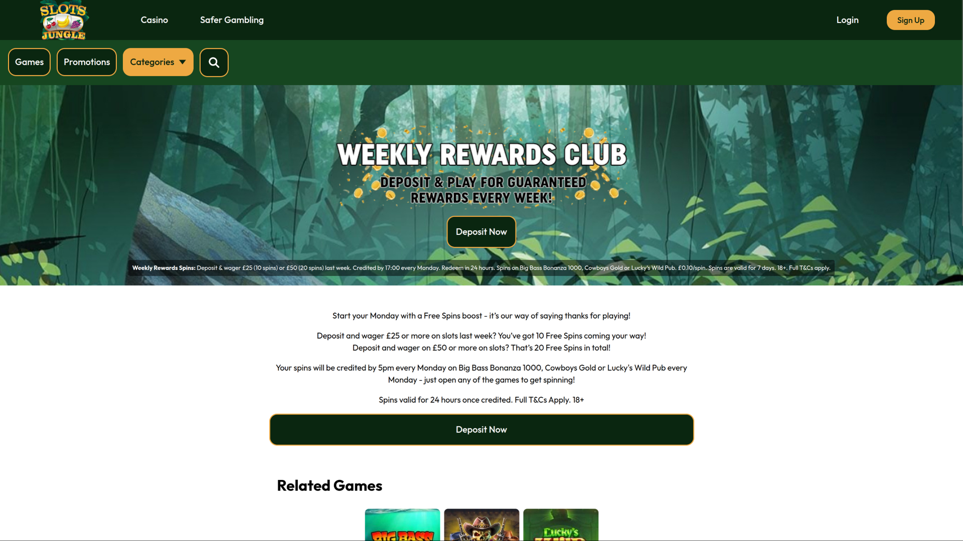 Slots Jungle Casino Desktop-Belohnungsclub