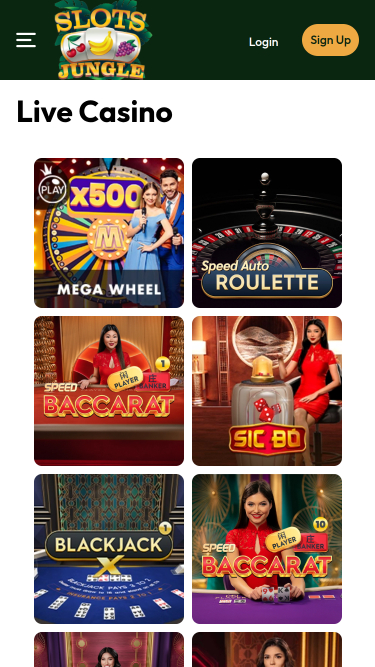 Slots Jungle Casino mobiler Live-Dealer
