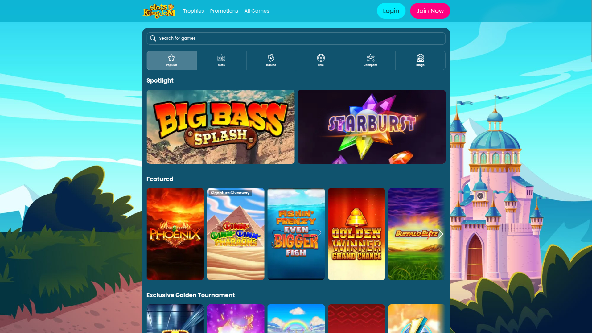 Juegos de escritorio de Slots Kingdom Casino