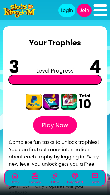 Trofeos móviles de Slots Kingdom Casino