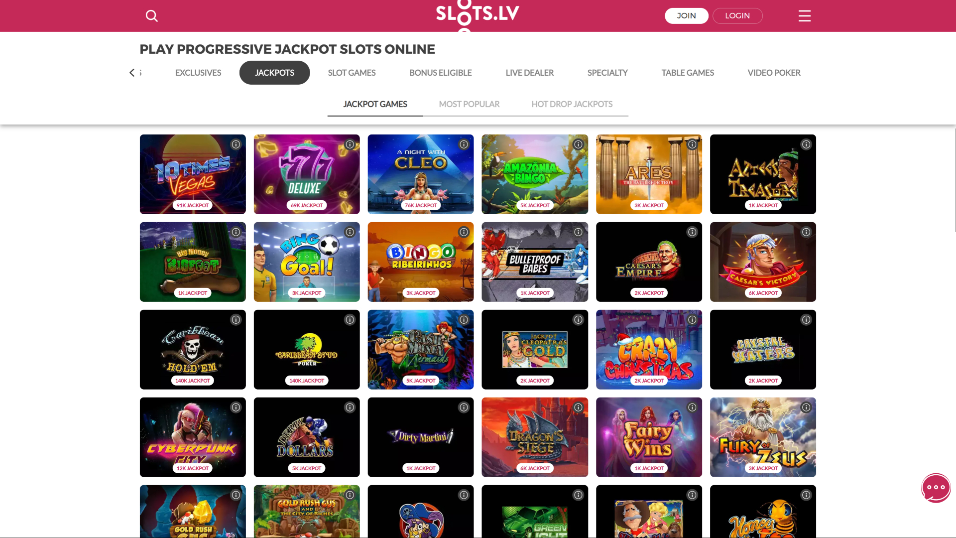 Jackpot de bureau de Slots.lv Casino