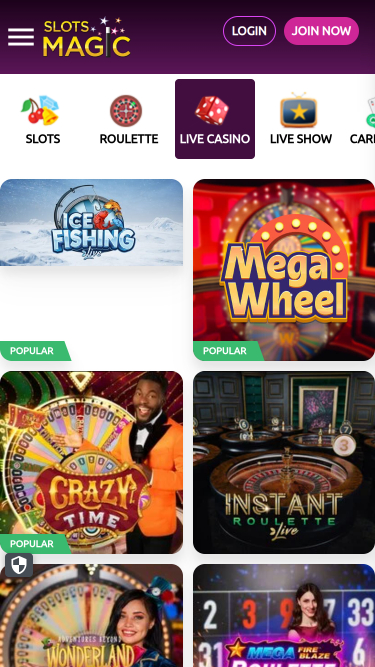 Casino móvil Slots Magic con crupier en vivo