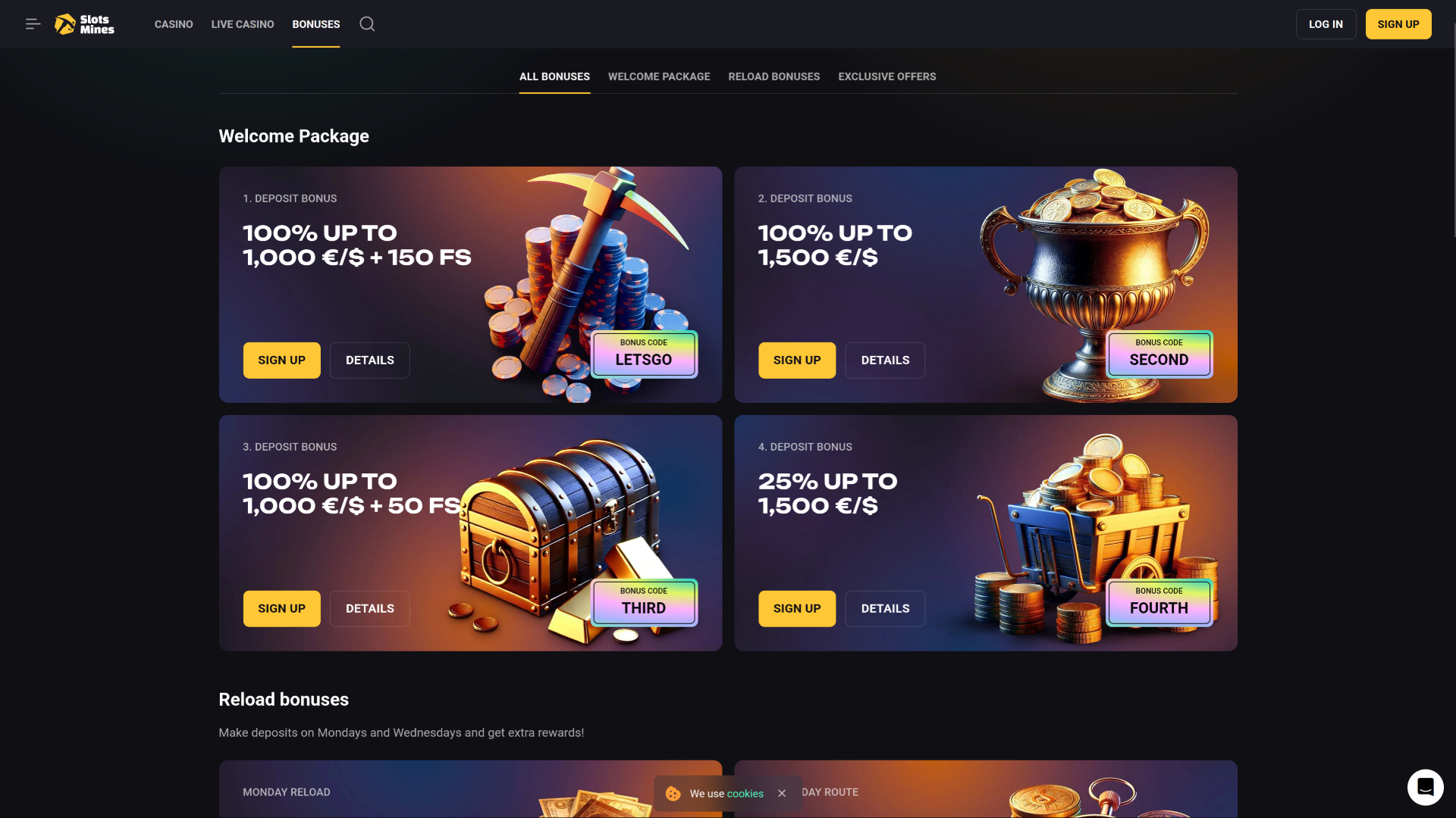 Promotions de la version de bureau de Slotsmines Casino