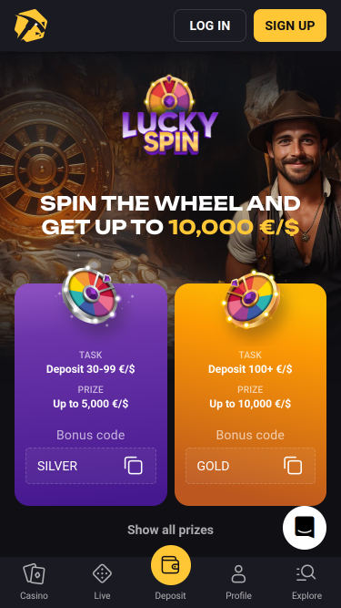 Roue de la chance mobile de Slotsmines Casino