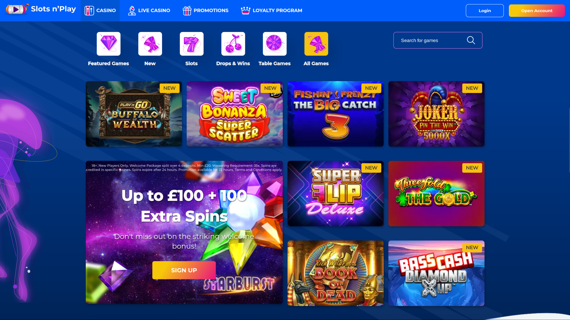 Giochi desktop di SlotsNPlay Casino