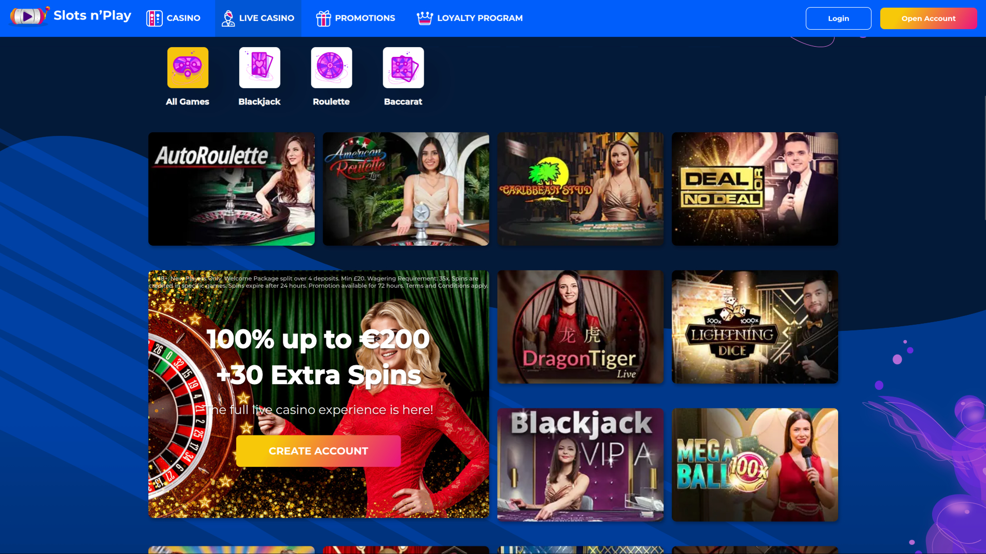 Dealer dal vivo desktop di SlotsNPlay Casino