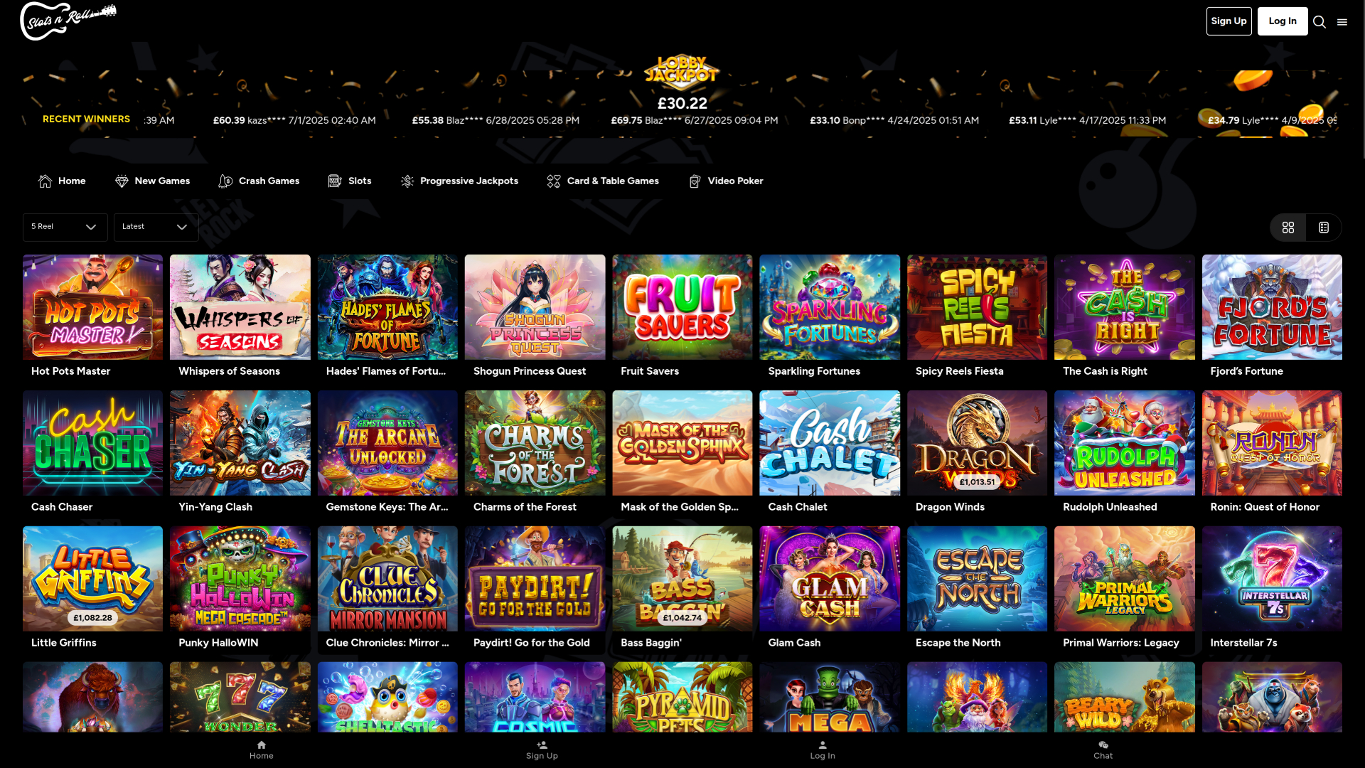 Jeux sur bureau de Slots N Roll Casino