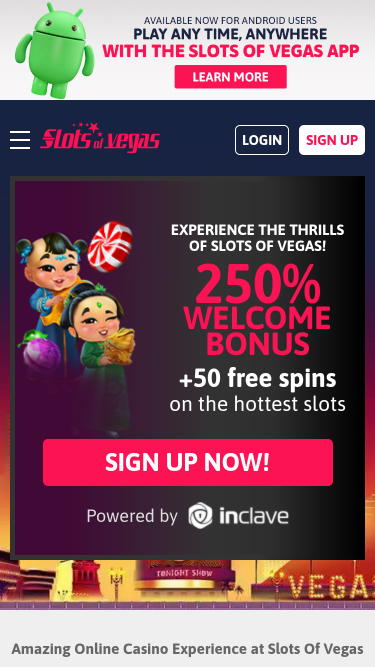 Slots of Vegas Casino Mobile Homepage