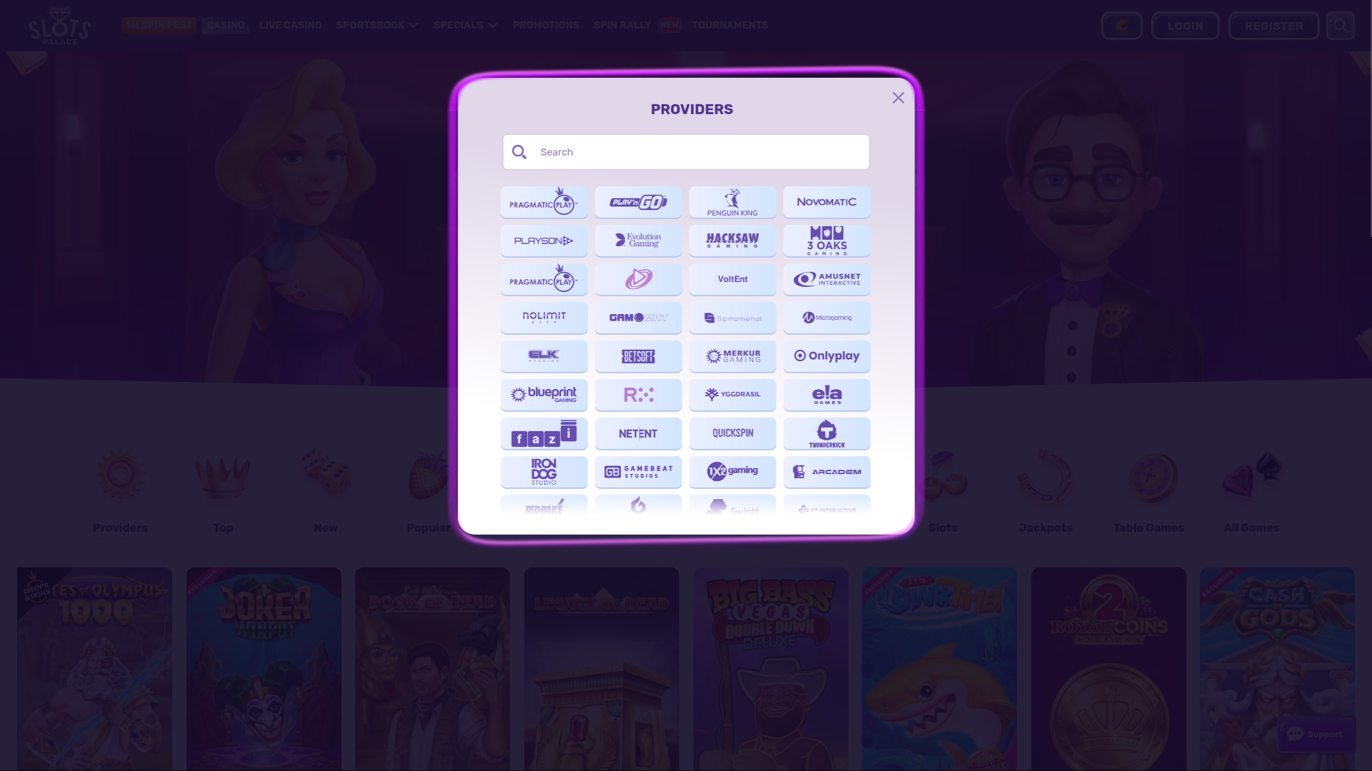 Développeurs de jeux sur bureau de SlotsPalace Casino