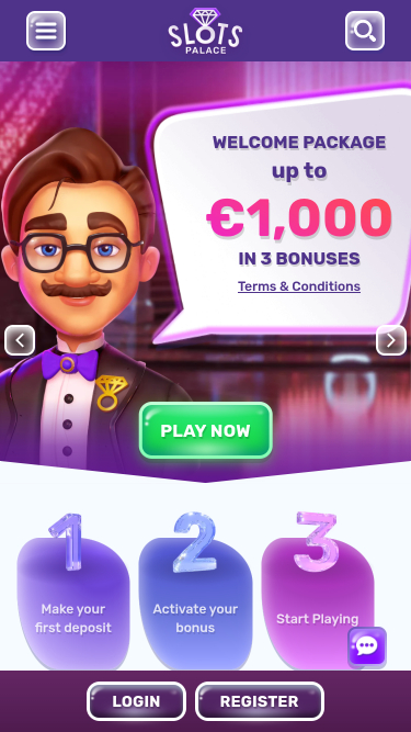 Page d'accueil mobile de SlotsPalace Casino