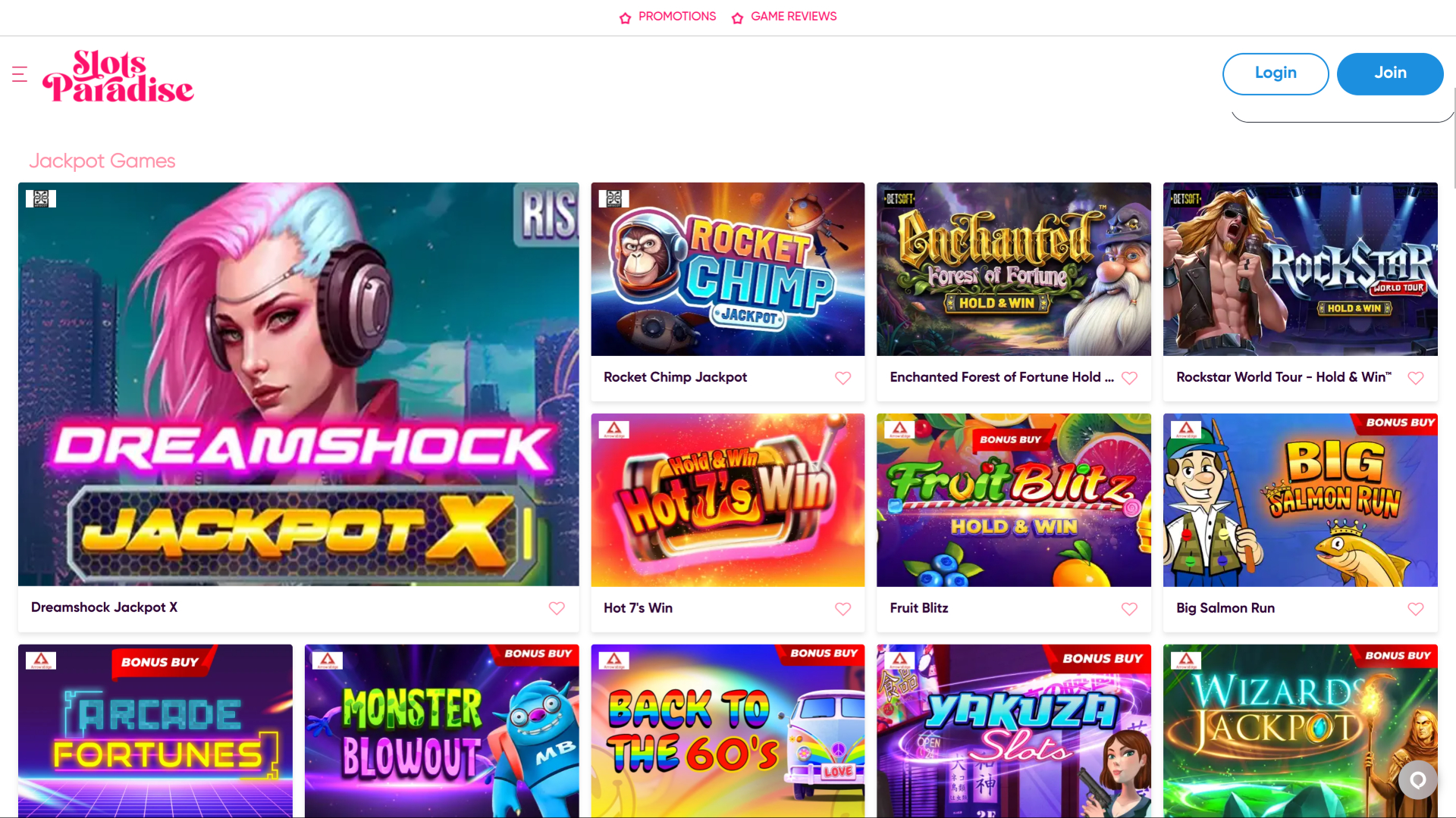 Jackpot sur bureau de Slots Paradise Casino