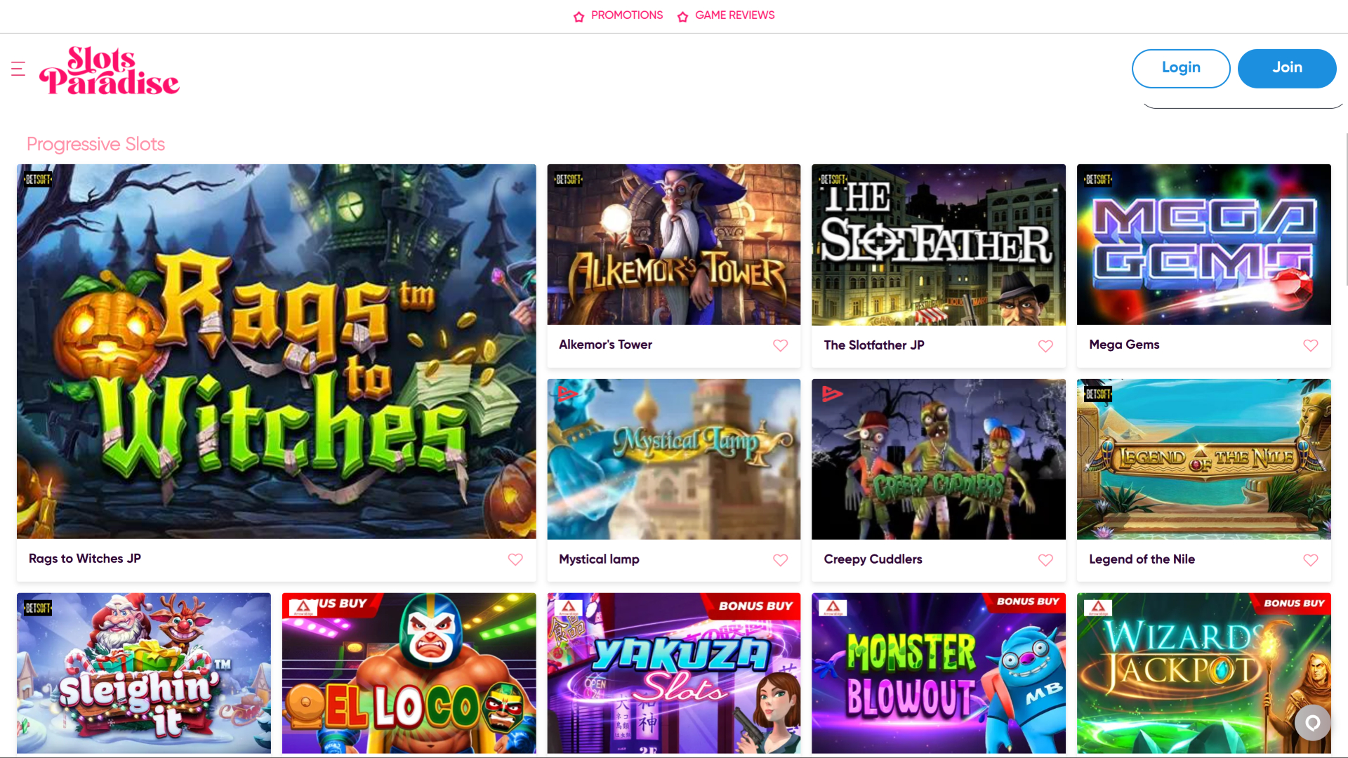 Machines à sous progressives sur bureau de Slots Paradise Casino