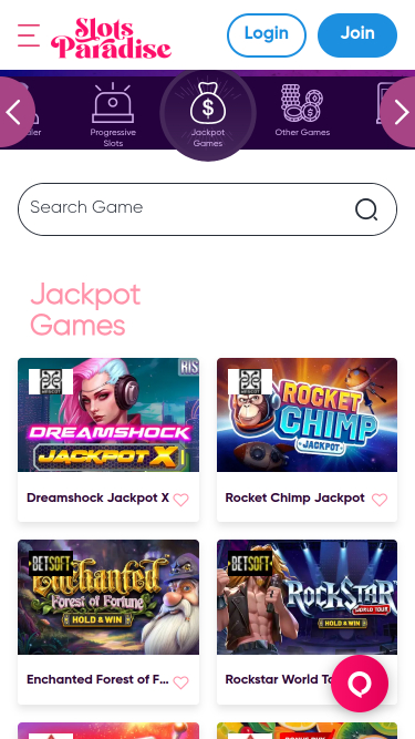 Jackpot mobile de Slots Paradise Casino