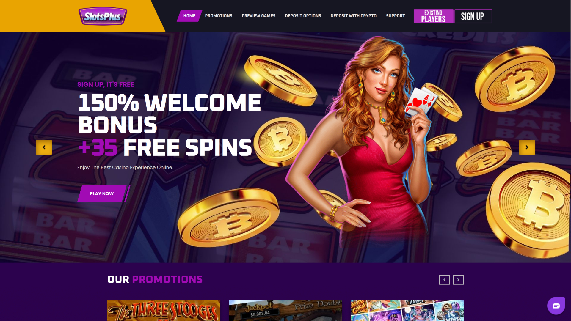 Главная страница десктопной версии Slots Plus Casino