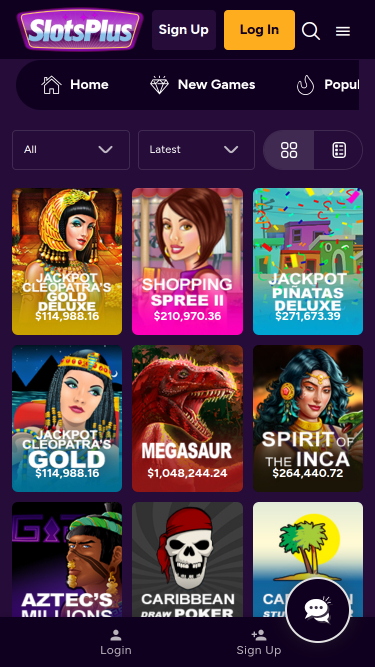 Jackpot mobile du casino Slots Plus