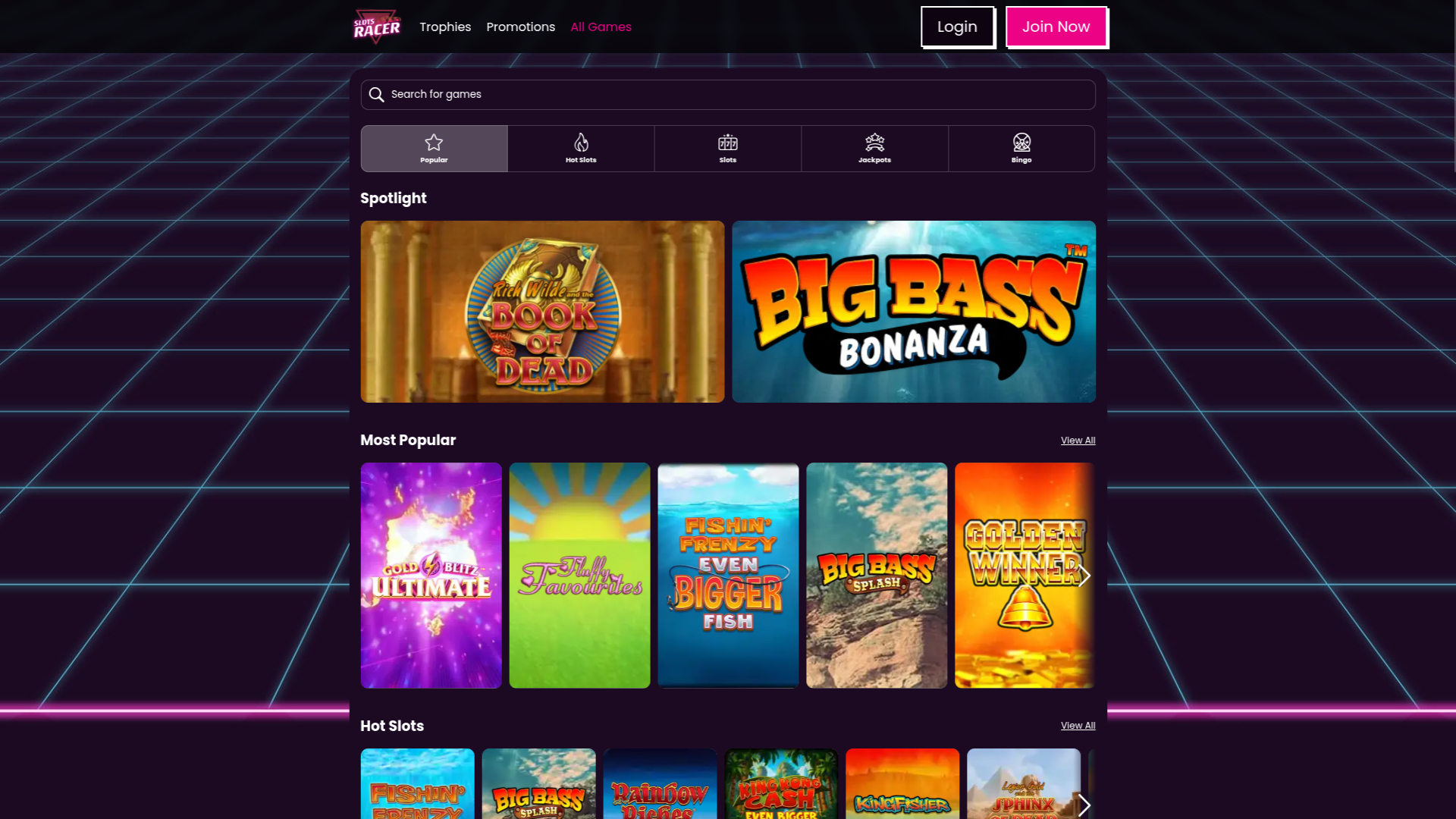 Jeux de bureau de Slots Racer Casino