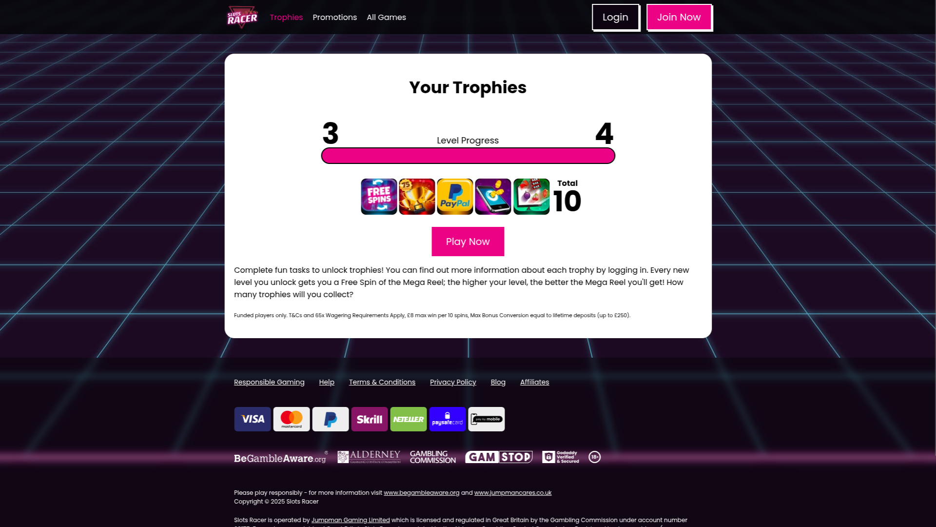 Trophées de bureau de Slots Racer Casino