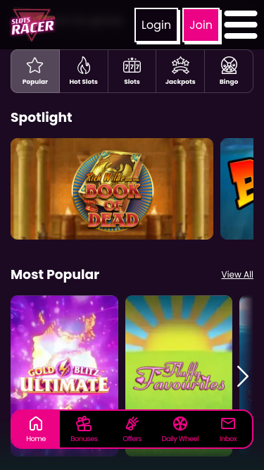 Jeux mobiles de Slots Racer Casino