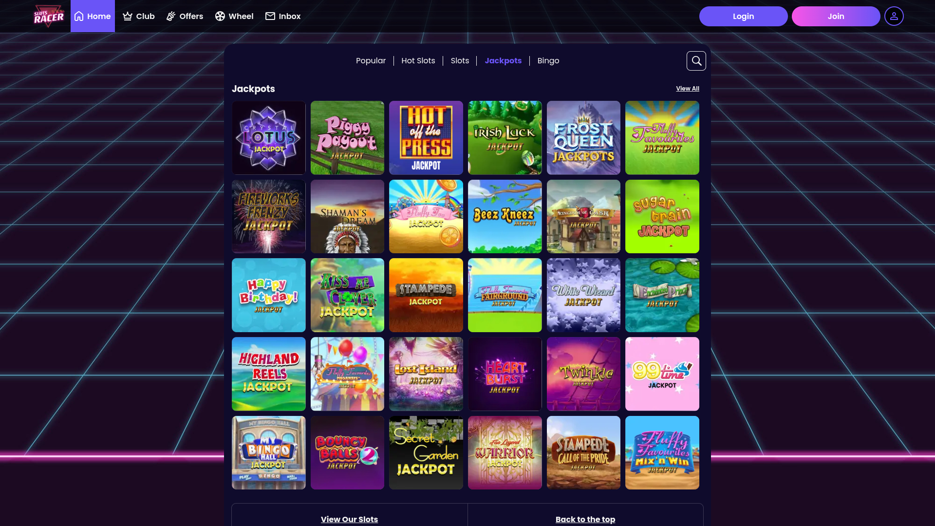 Slots Racer Casino Desktop-Jackpot