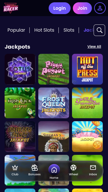 Slots Racer Casino mobiler Jackpot