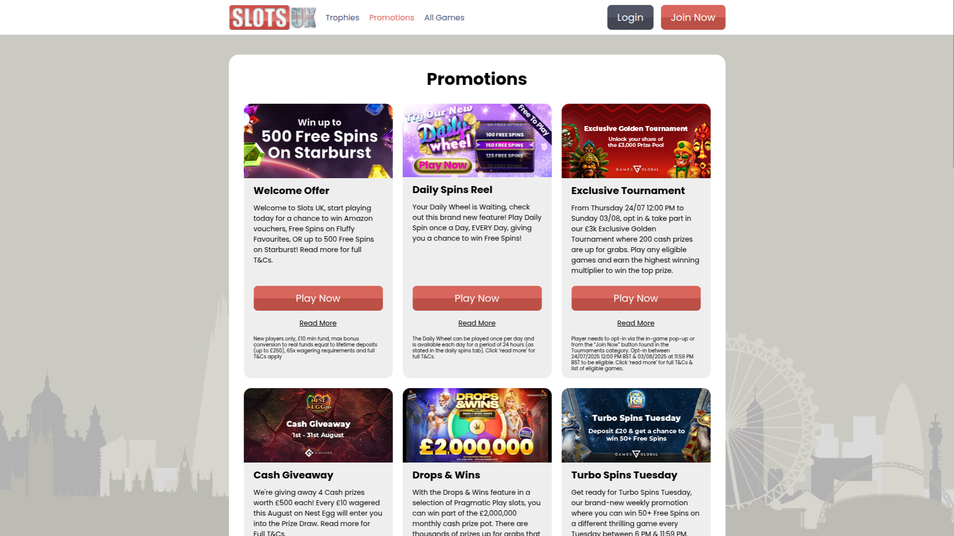 Promotions sur bureau de SlotsUK Casino