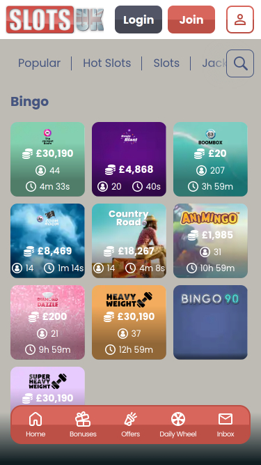 SlotsUK Casino Mobile Bingo