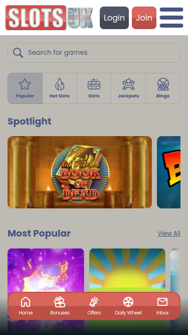 Jeux mobiles de SlotsUK Casino