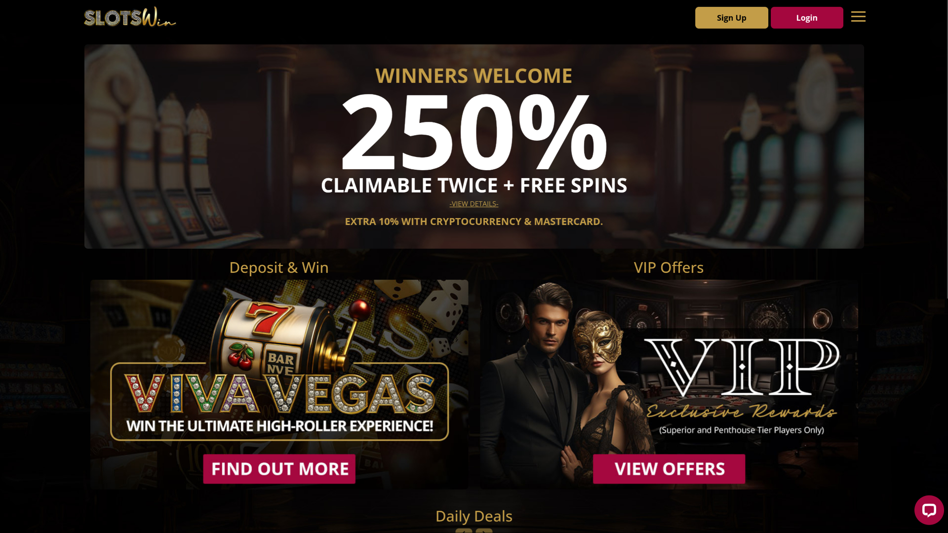 Promozioni desktop di SlotsWin Casino