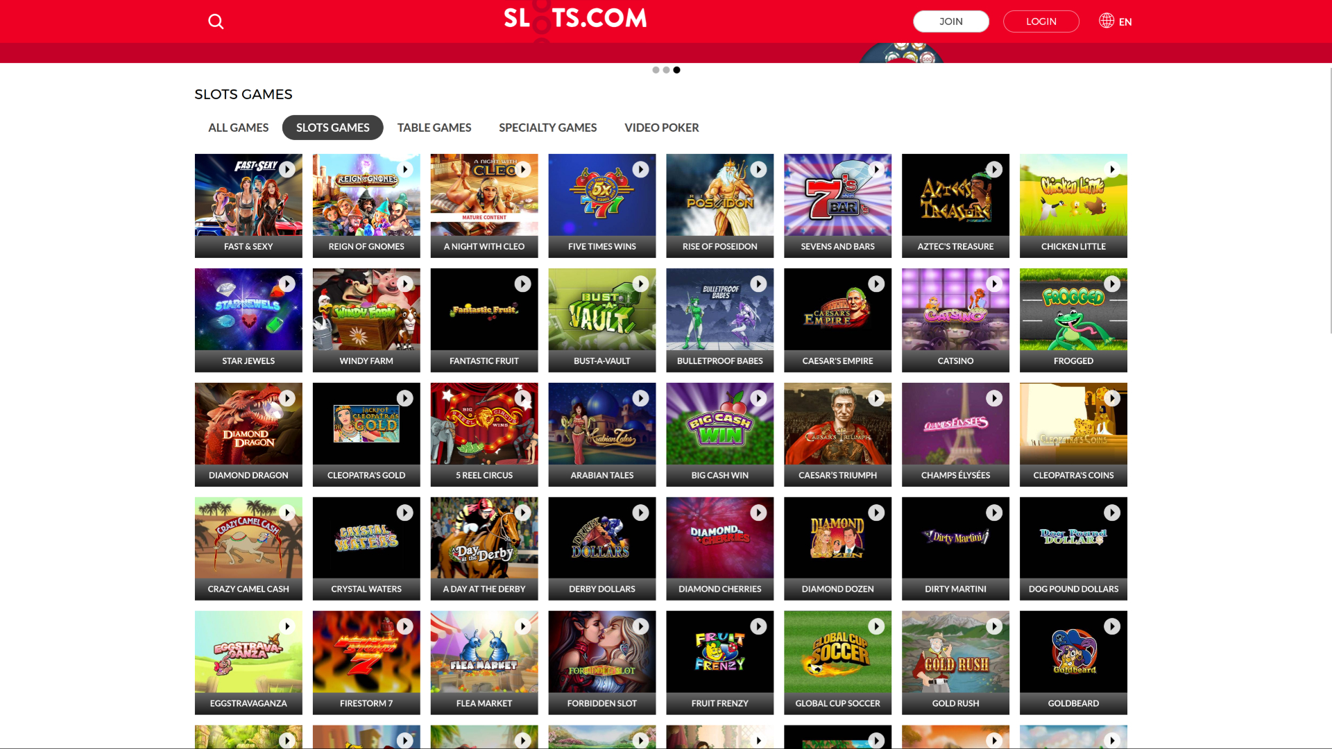 Giochi desktop di Slots.com Casino