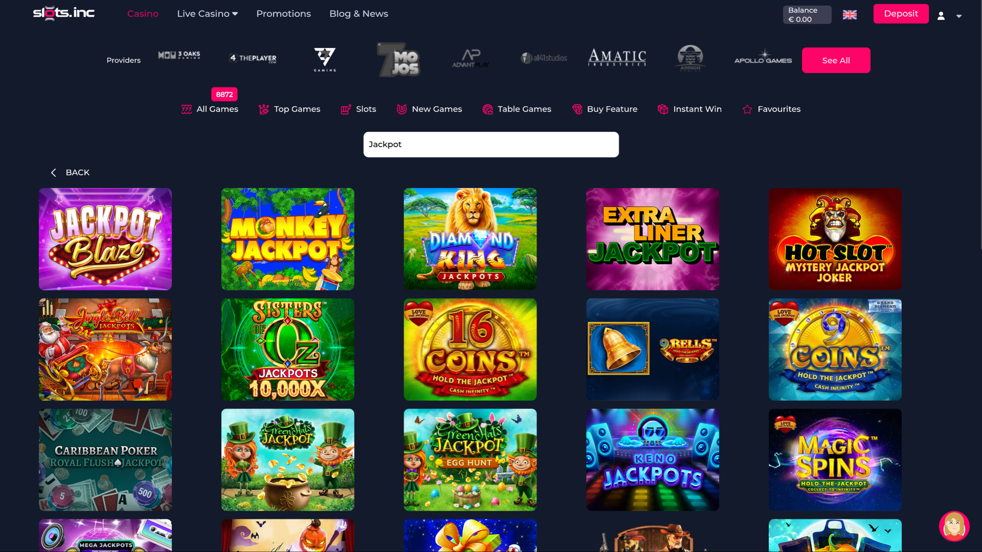 Slots.inc Casino Desktop Jackpot