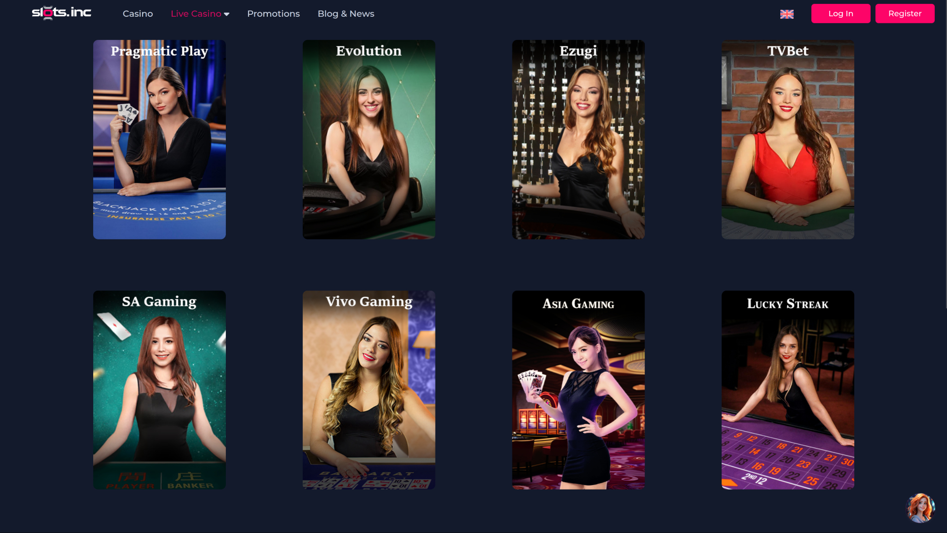 Crupier en vivo de escritorio de Slots.inc Casino