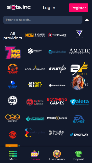 Desarrolladores de juegos móviles de Slots.inc Casino