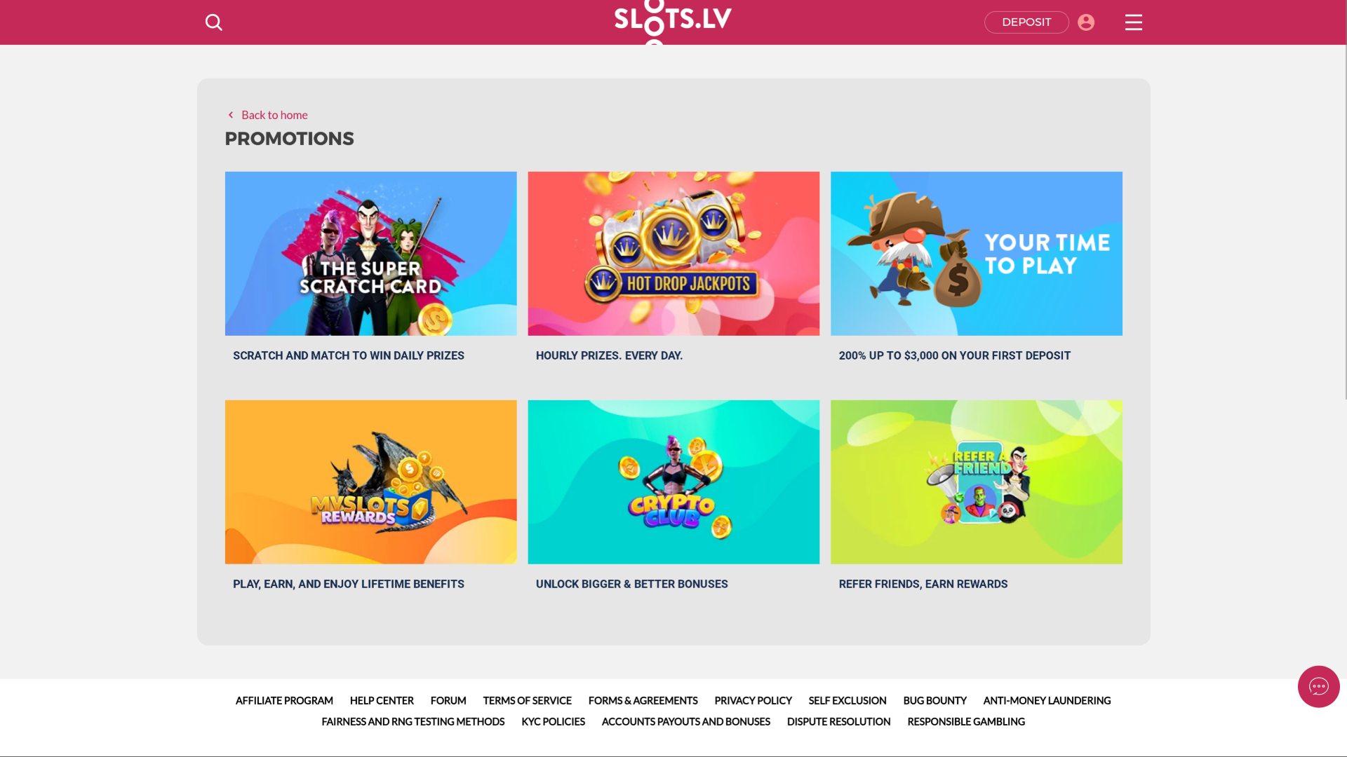 Slots.lv Casino Desktop Promotions