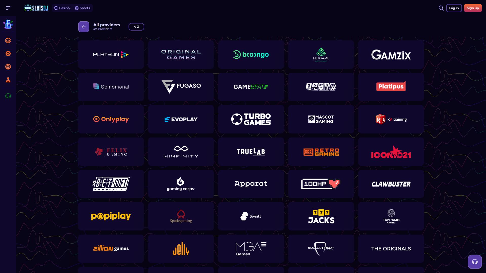 Page des développeurs de jeux de casino SlotsDj