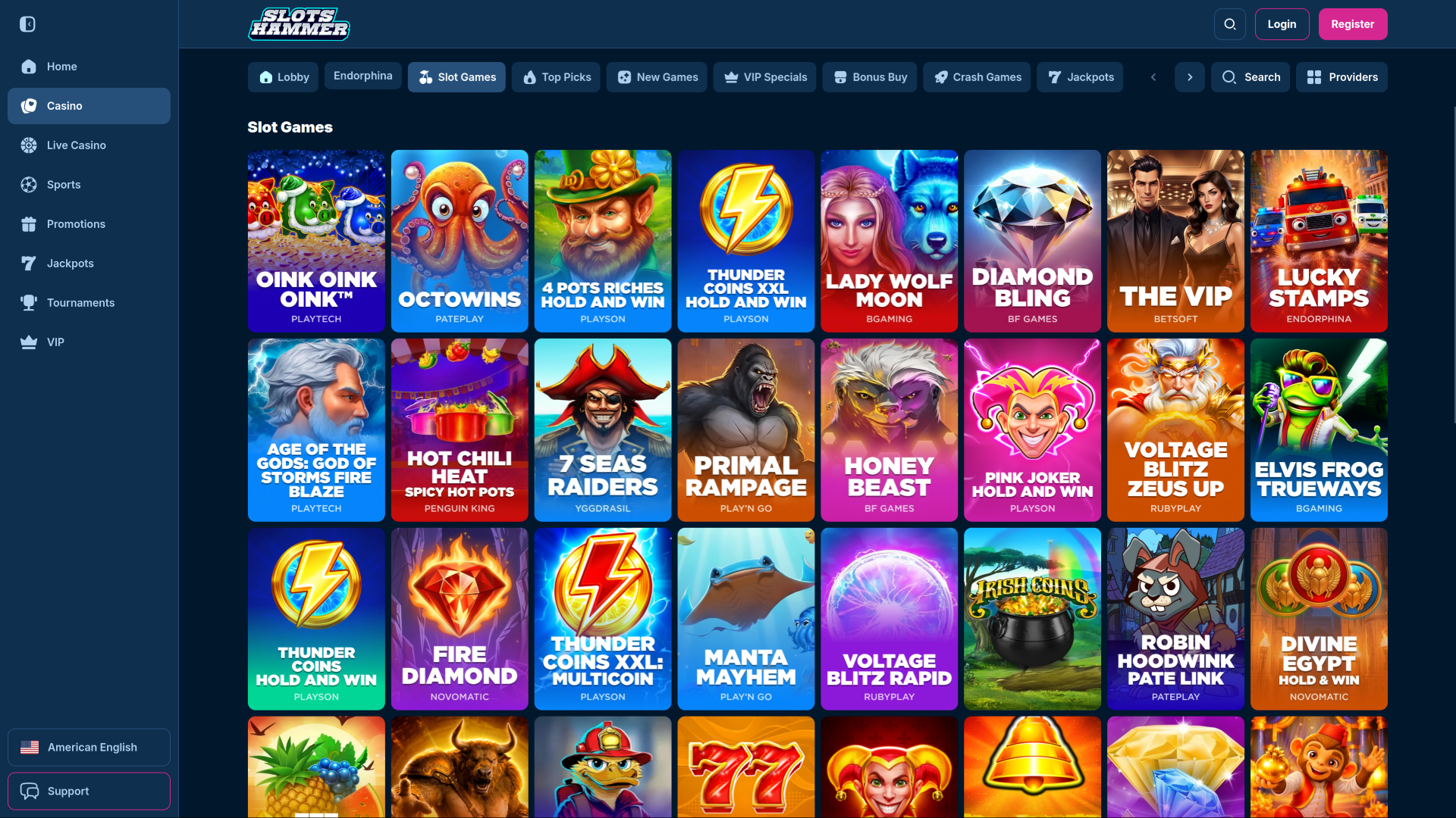 Jeux de bureau du casino SlotsHammer