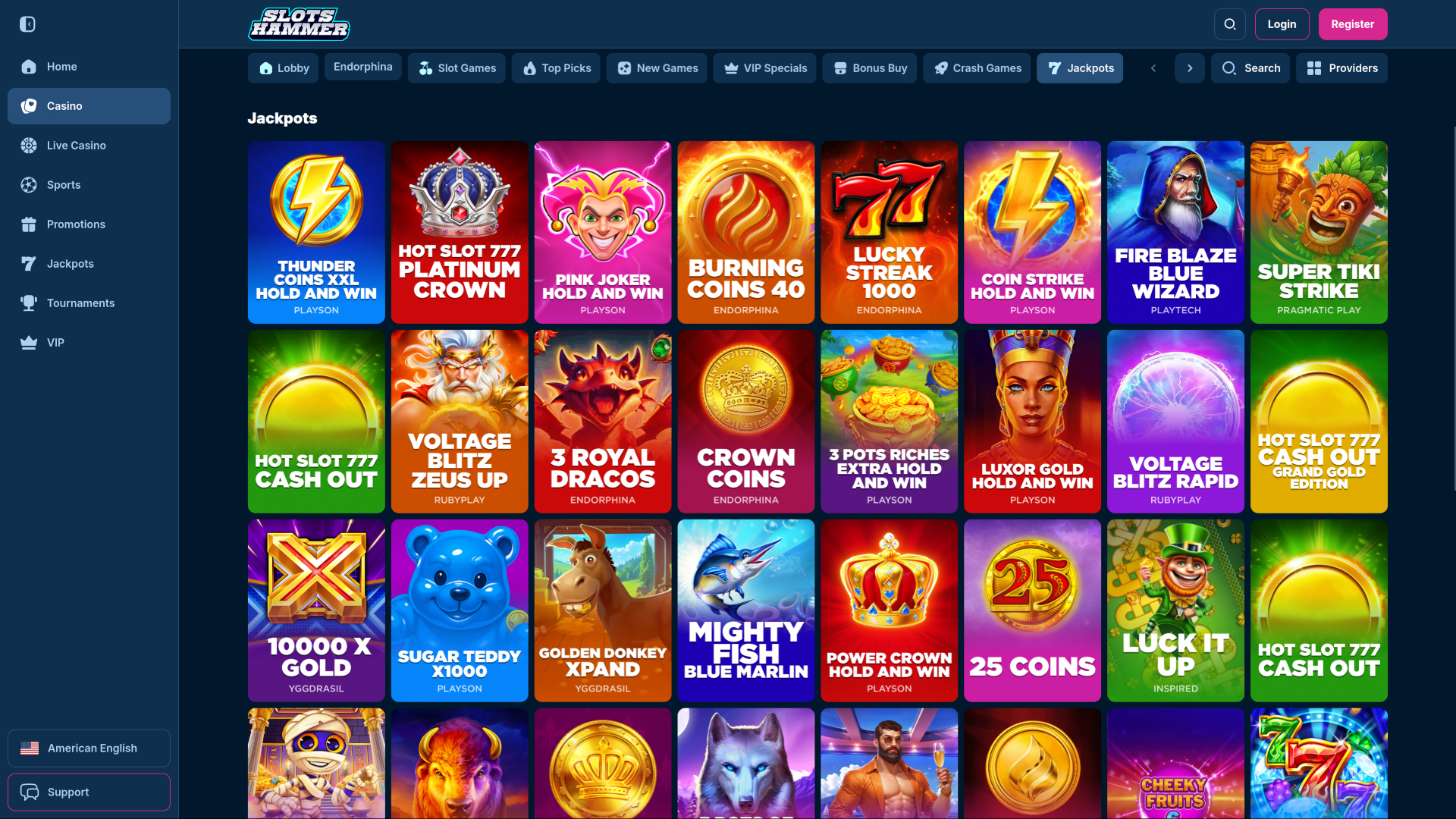 Jackpot de bureau du casino SlotsHammer